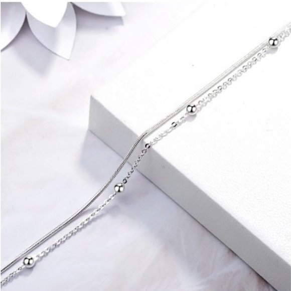 NEW Sterling Silver Double chain Bracelet - Picture 2 of 4